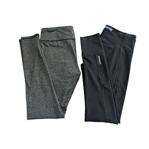 2 Pair of Full Length Workout Leggings Kyodan and Mondetta Black Gray Medium